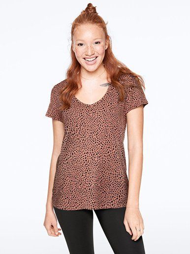 Хлопковая футболка с V-вырезом Pink PINK