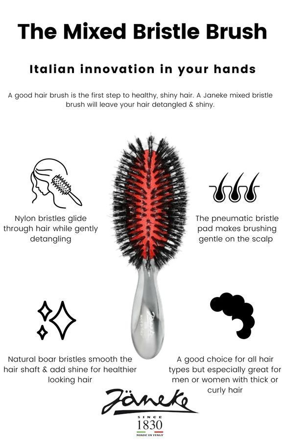 Средняя щетка для волос смешанной щетины Gold Line Pneumatic Hairbrush Medium Janeke