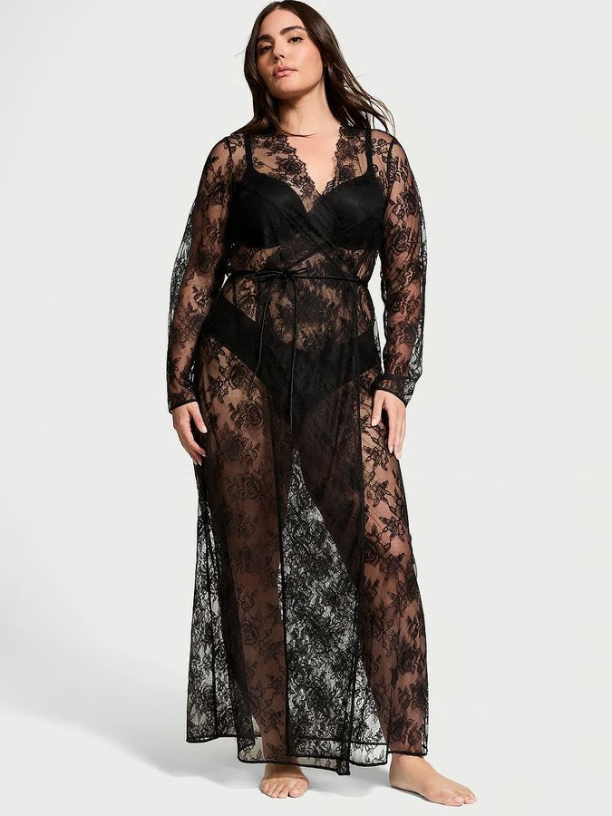 Длинный халат Rose Lace Long Robe Victoria's Secret
