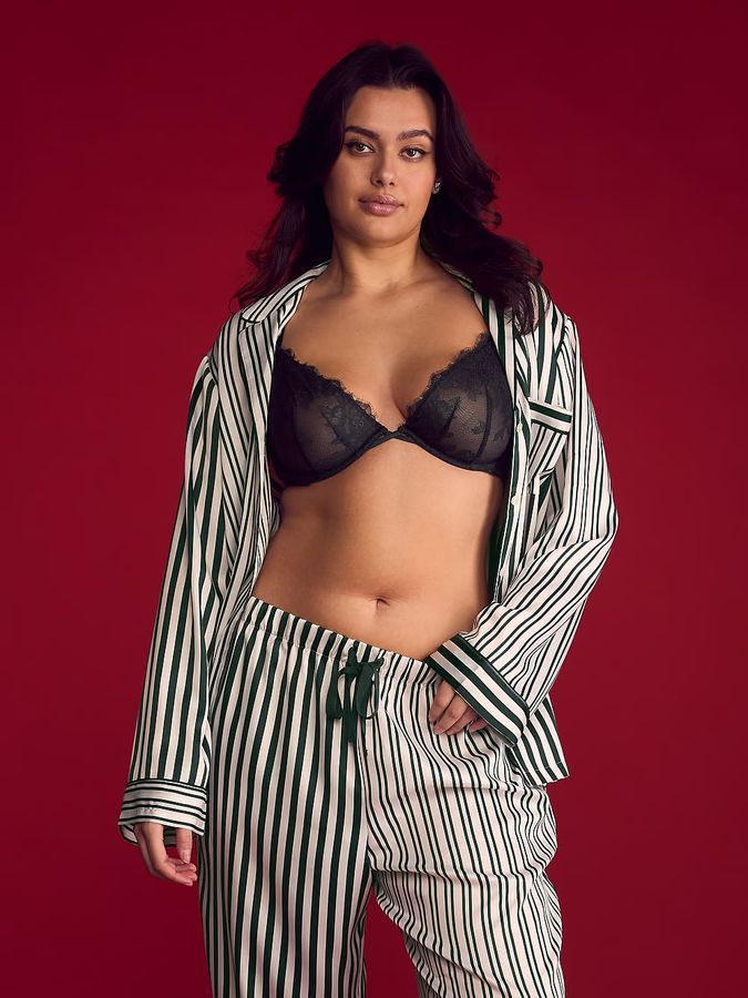 Атласная пижама с штанами Glazed Satin Long PJ Set Victoria's Secret