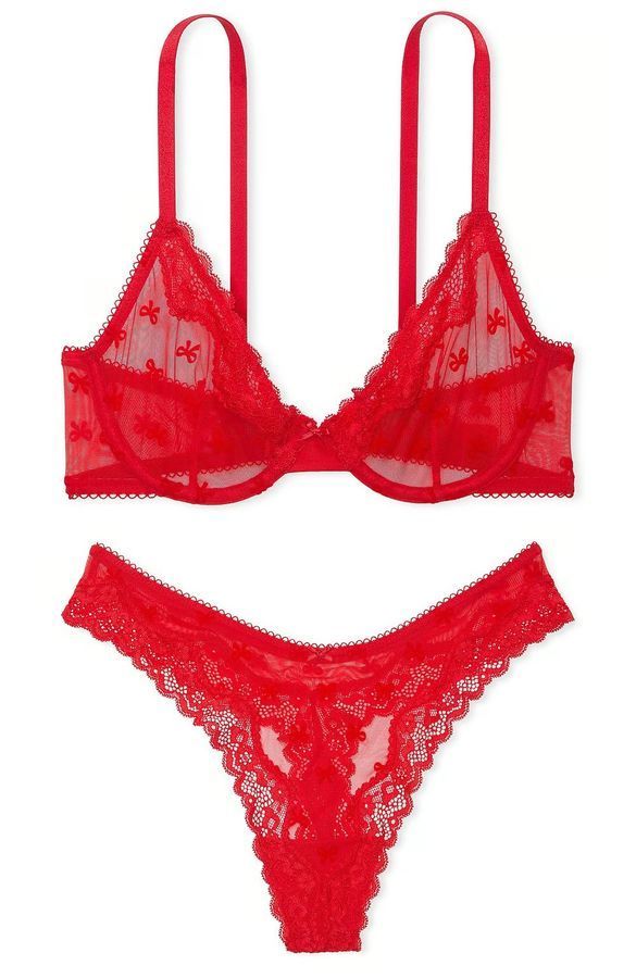 Комплект Бюстгалтер деми & Трусики Mesh Bows Tease Victoria's Secret Комплект Бюстгалтер деми & Трусики Mesh Bows Tease Victoria's Secret