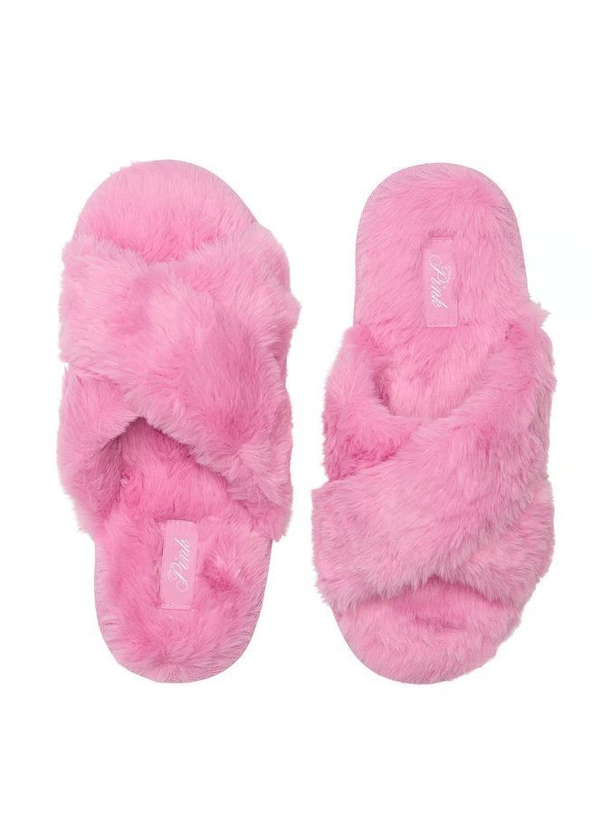 Тапочки Faux Fur Slides PINK