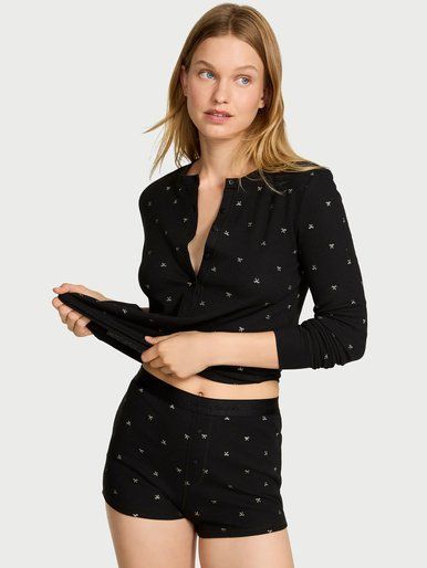 Піжама з штанами Henley Flannel Short PJ Set Victoria's Secret