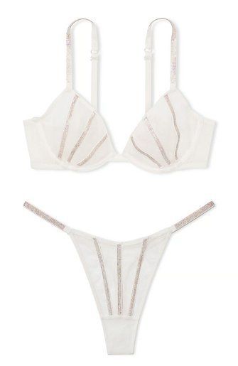 Комплект Бюстгальтер деми & Трусики тонги Sheer Shine Very Sexy Victoria's Secret