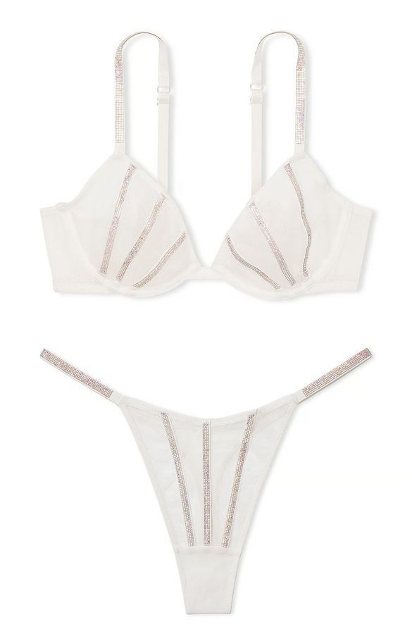 Комплект Бюстгальтер деми & Трусики тонги Sheer Shine Very Sexy Victoria's Secret