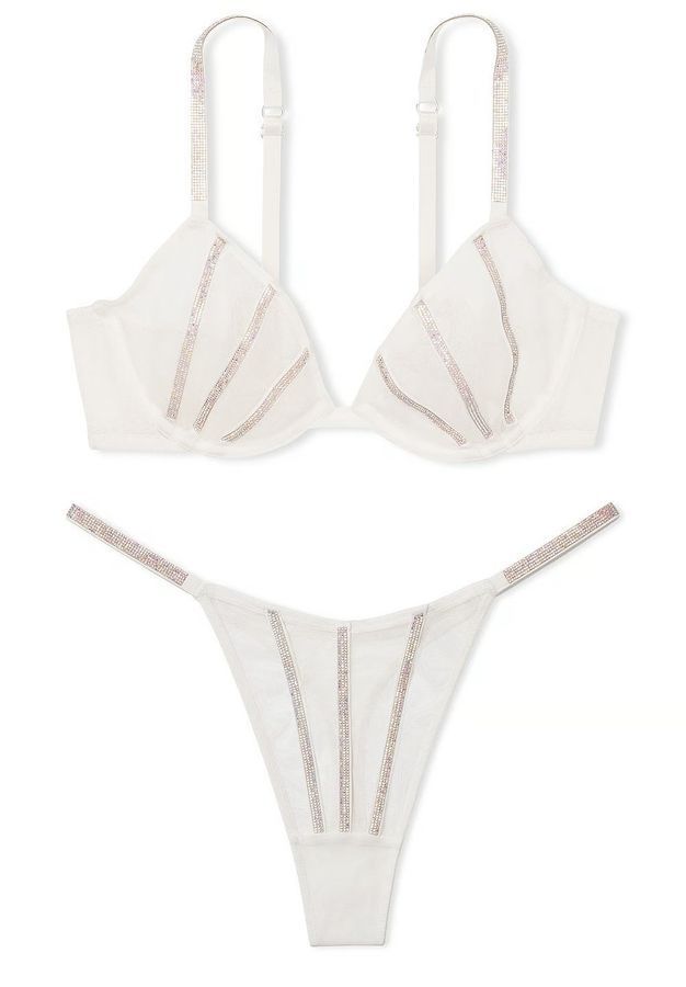 Комплект Бюстгальтер деми & Трусики тонги Sheer Shine Very Sexy Victoria's Secret