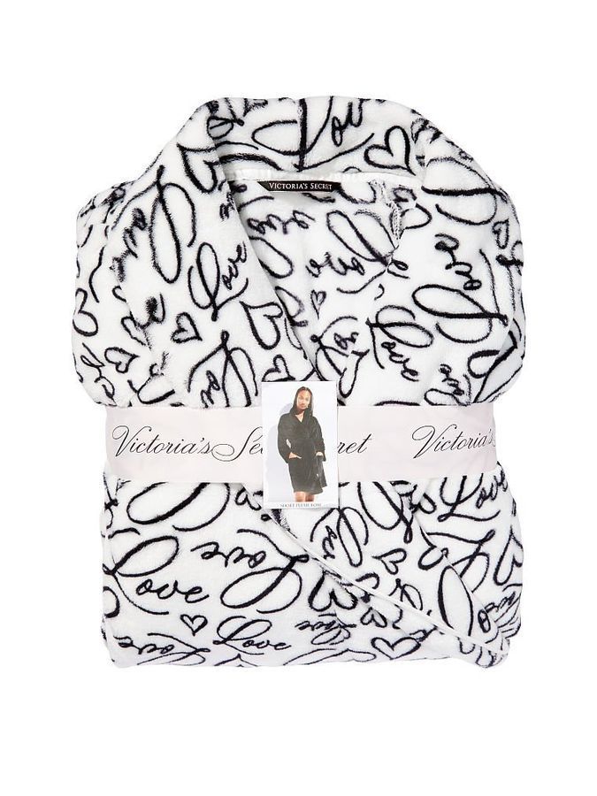 Короткий теплый халат Logo Short Cozy Robe Victoria's Secret