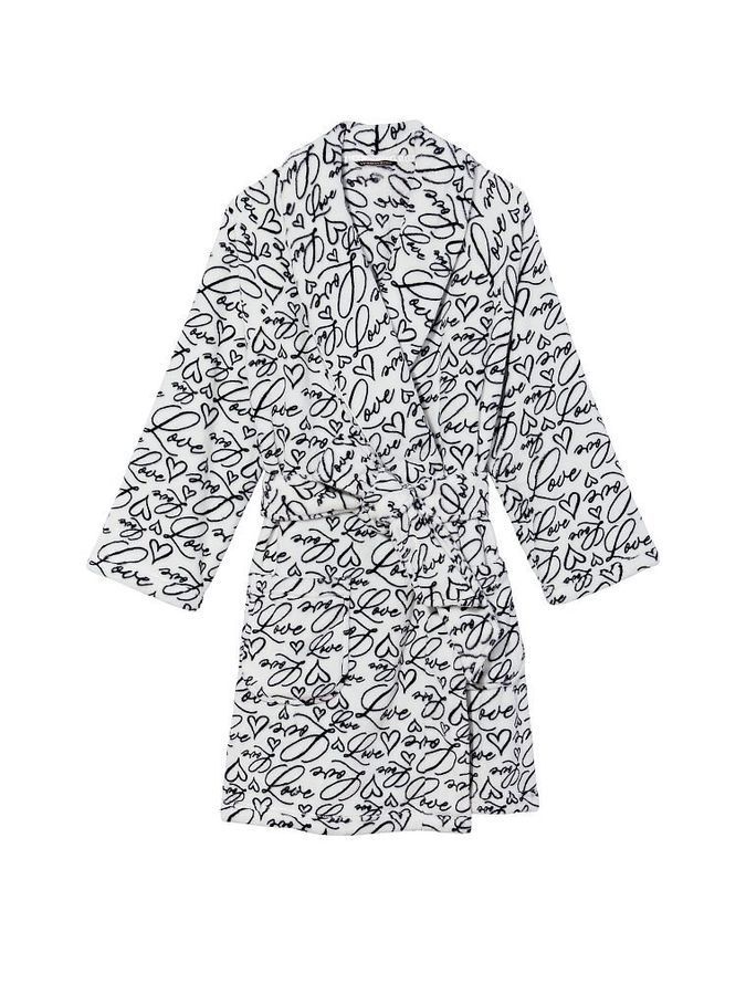 Короткий теплый халат Logo Short Cozy Robe Victoria's Secret