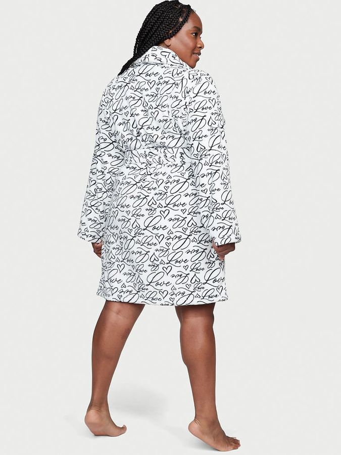Короткий теплый халат Logo Short Cozy Robe Victoria's Secret