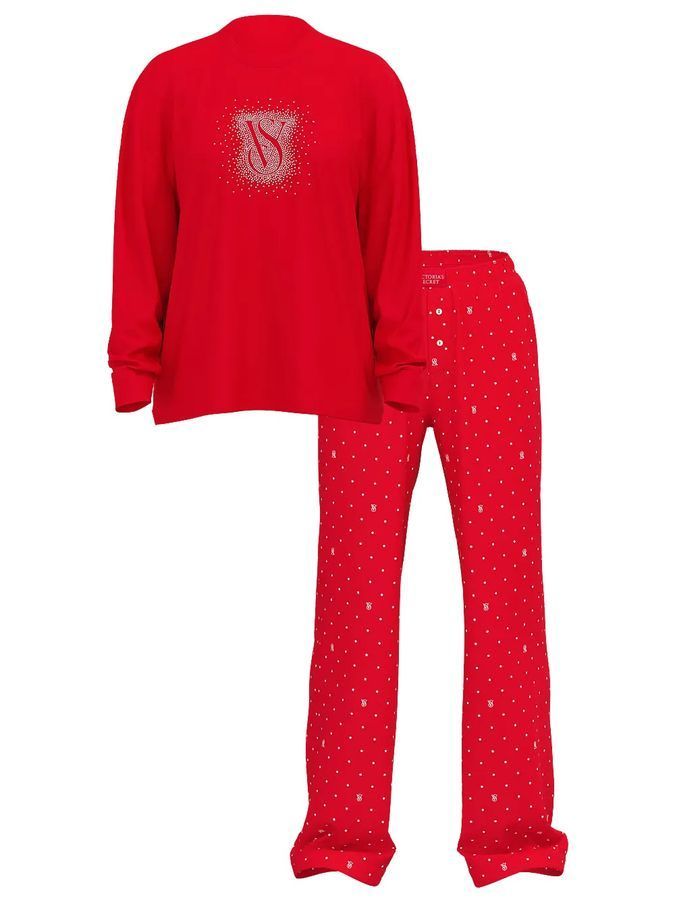 Фланелевая пижама с шортами Long Tee-Jama Set Victoria's Secret