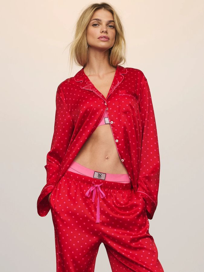 Атласна піжама з штанами Glazed Satin Long PJ Set Victoria's Secret