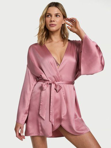 Атласный халат Satin Short Wrap Robe Victoria's Secret