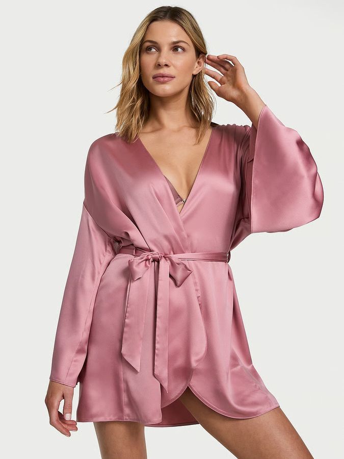 Атласный халат Satin Short Wrap Robe Victoria's Secret