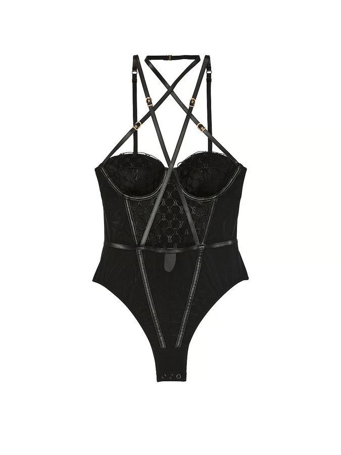 Боди балконет с чашечками VS Logo Faux-Leather Trim Victoria's Secret