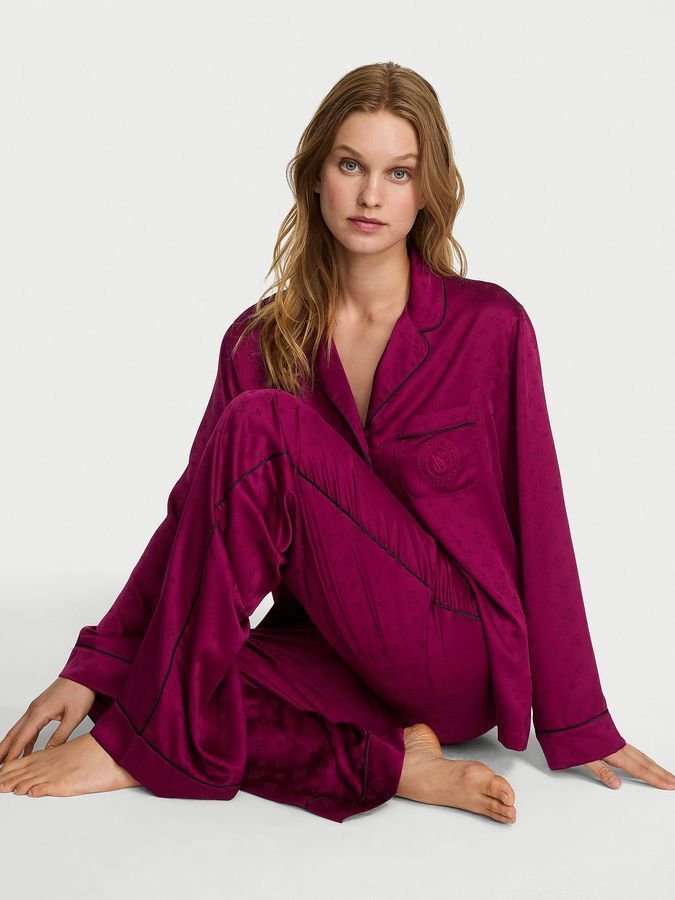 Атласна піжама з штанами Glazed Satin Long PJ Set Victoria's Secret