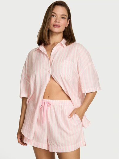 Пижама с шортами Oversized Flannel Short PJ Set Victoria's Secret